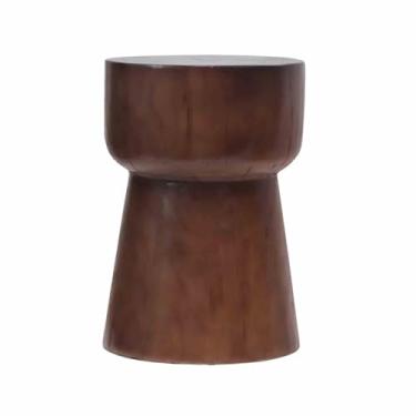 Imagem de Mesa lateral de sofá de madeira maciça, banquinho pequeno nórdico, mesa de cabeceira circular doméstica, enfeites de decoração de sala de estar, hotel e hotel (C)