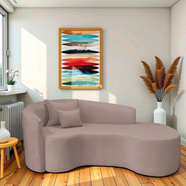 Imagem de Recamier Curvo Orgânico 200cm 3 Lugares Lado Direito para Sala de Estar Linho Londres Rose