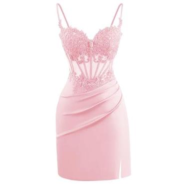 Imagem de Vestido de boas-vindas Clothfun Junior's Sweetheart, cetim, renda, ros