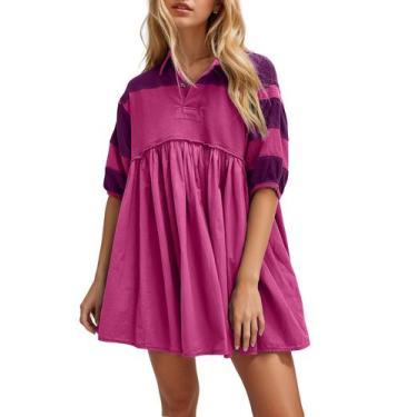 Imagem de Vestido: Moletom feminino OLAPTA, patchwork, grande, listrado