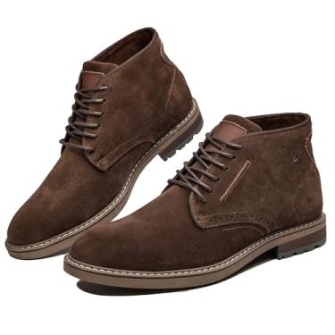 Imagem de Arkbird Botas masculinas Chukka de camurça de couro clássico, moda casual, casual, com cadarço no tornozelo, Café, 42