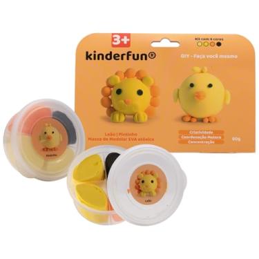 Imagem de Massa De Modelar EVA - Kit Panda E Pinguim - Brinquedo Educacional e Sensorial 60g - Com manual e passo a passo para moldar os personagens. (Leão e Pintinho)