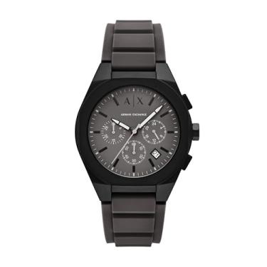 Imagem de Armani Exchange Relógio masculino A|X Sync Chronograph de couro cinza (modelo: AX4191)