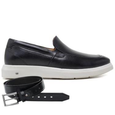 Imagem de Sapato Jota Pe Casual Preto Em Couro Sandler + Cinto 91150-Masculino