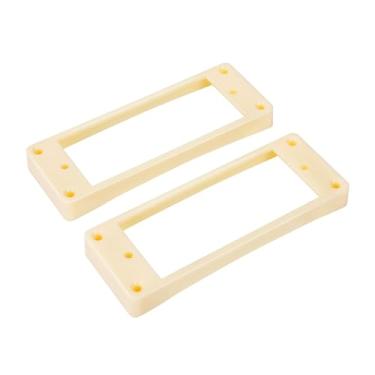 Imagem de Banworks Mini anéis Humbucker de plástico parte superior plana inferior curvada captador captador captador 10 x 10 mm moldura para guitarra elétrica estilo Les Paul LP pacote com 2 JT/SYQG-17 creme