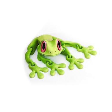 Imagem de MOXRUQ Decoração de painel de carro de sapo articulado impresso em 3D, decalque de geladeira de sapo fofo, articulações móveis de 15,5 cm, estatuetas de sapo impressas em 3D para carro, escritório