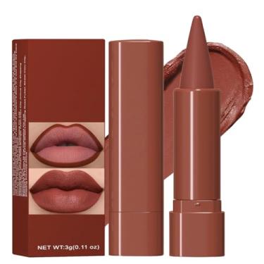 Imagem de Erinde Conjunto de delineador labial 2 em 1 e batom, delineador labial cremoso, cor fosca, marrom escuro, vermelho, lápis de lábios cremoso, alta pigmentação, longa duração, à prova d'água, à prova de