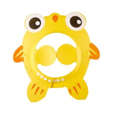 Imagem de YIJU Touca de banho para crianças, chapéu para lavar o cabelo, chapéu de EVA macio e reutilizável para xampu, touca de banho fofa para crianças, meninos e, Amarelo