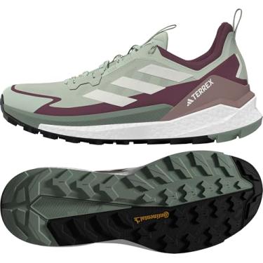 Imagem de adidas Tênis feminino Terrex Free Hiker 2.0 para caminhada, Verde linho/branco fora/carmesim silencioso, 36