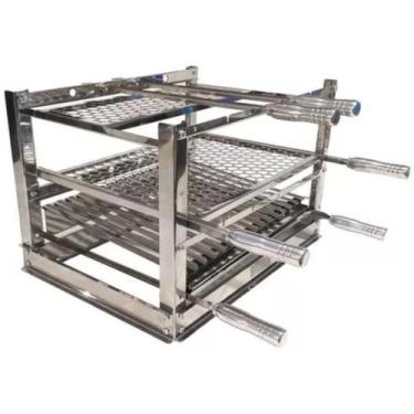 Imagem de Suporte Grill Churrasqueira Grelhas e Espetos 50x45cm Inox Pantheon - 