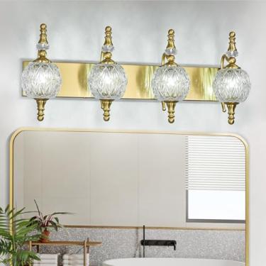 Imagem de LBSQJ Luminárias modernas – Lâmpada de parede regulável de 70 cm, luzes de banheiro sobre espelho, acabamento galvanizado dourado, para maquiagem, pia dupla e banheiros pequenos