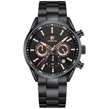 Imagem de Relógio Masculino Analógico Cheetah 1613 Cronógrafo Original Calendário Data Minimalista (Preto e Rose)