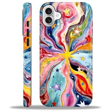 Imagem de DAIZAG Compatível com iPhone 16, capa híbrida protetora à prova de choque com camada dupla L2 Line Art Star