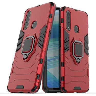 Imagem de Compatível com VIVO Z1 Pro, VIVO Z5X Capa Prova de Choque de Camada Dupla, Anel Giratório de 360 com Suporte de Celular para Carro (Vermelho)