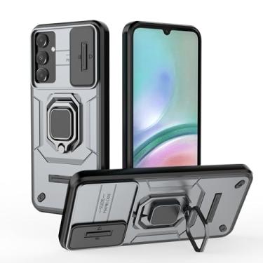 Imagem de SORAKA Capa para Samsung Galaxy A15 com suporte e tampa deslizante para câmera Capa Samsung Galaxy A15 5G com placa de metal para suporte magnético para carro Capa de camada dupla em PC e TPU