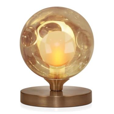 Imagem de Luminária de Mesa Globo Âmbar – Base Redonda, Bivolt 110/220V, Design Moderno e Decorativo