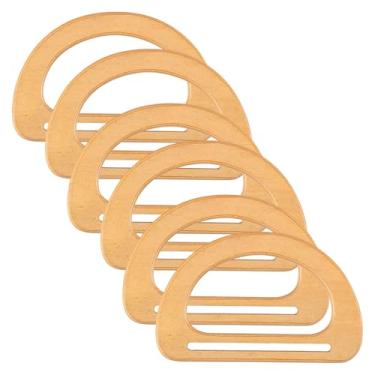 Imagem de ZLHETWT 6 peças de alças de mão, alças de bolsa de madeira, alças de bolsa de madeira para bolsas de praia feitas à mão com canudo