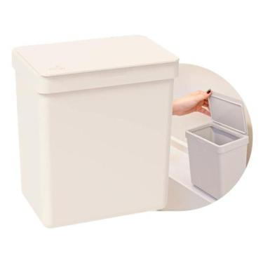 Imagem de Lixeira para Pia Bancada 2,5 Litros Com Tampa Single Coza, Bege