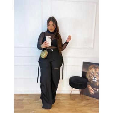 Imagem de Calça Pantalona Cargo Estilosa Moda Gringa Plus Size - Multimarcas, Pr