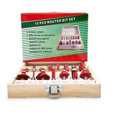 Imagem de Jogo De Fresas Tupia C/15 Pçs 6Mm Com Maleta Resistente