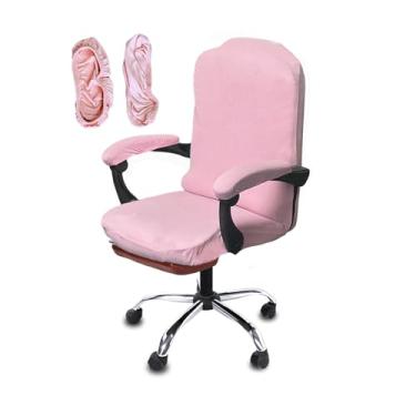 Imagem de NeColorLife Capa grande para cadeira de escritório com capa de apoio de braço – Capa leve e elástica para cadeiras de encosto alto com braço, lavável e antiderrapante, (tamanho grande, rosa)