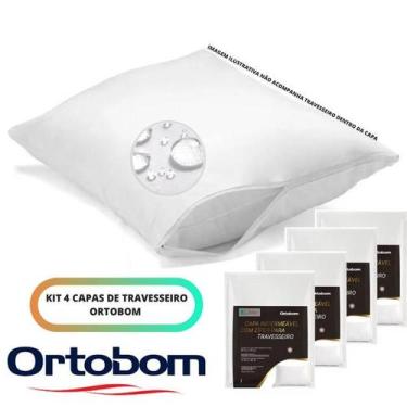 Imagem de Kit 4 Capas de Travesseiro Ortobom Impermeável c/ Zíper 50x70 - Impede