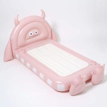 Imagem de SUNNYLiFE Cama inflável infantil – Colchão de ar flocado para crianças, cama de chão durável para acampamento e festas do pijama, capacidade de 69,9 kg | Monster Pink