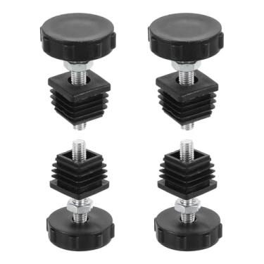 Imagem de DTGN Pés niveladores ajustáveis de 25 x 25 mm (CxL) - 4 conjuntos - Bom para móveis - Kit de inserção quadrada para móveis - Preto