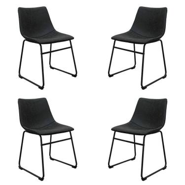 Imagem de Kit 4 Cadeiras Decorativas Marquezine Sala De Jantar Pu Base Aço Preto G56 - Gran Belo
