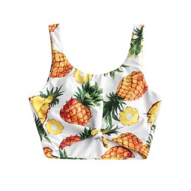Imagem de Top de biquíni ZAFUL Front Knot Crop Tankini acolchoado Fruit S femini