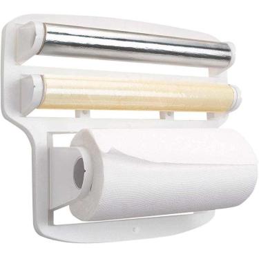 Imagem de Suporte Porta Papel Toalha Aluminio Plastico 4 Em 1 Parede