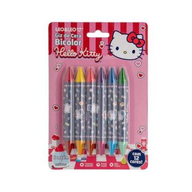 Imagem de Giz de Cera Big Bicolor Hello Kitty - Blister C/ 6 Unidades e 12 Cores