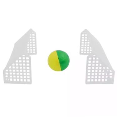Imagem de Kit Trave Golzinho Futebol + Bolinha Plástica Topo Bolo Rede e Bola Decoração Festa Infantil Mini Brinquedo Nacional (Bola Verde e Amarelo)