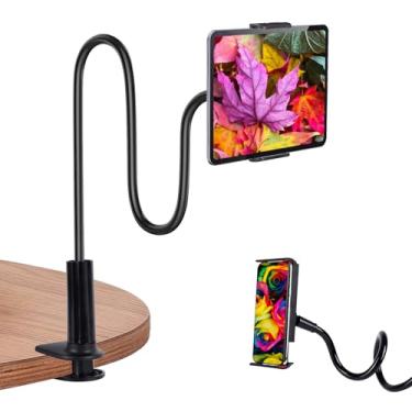 Imagem de Kdyxvhy Suporte de tablet pescoço de ganso para cama, braçadeira flexível de braço longo ajustável para suporte de telefone de mesa, compatível com iPad mini, para Kindle, para interruptor, para todos