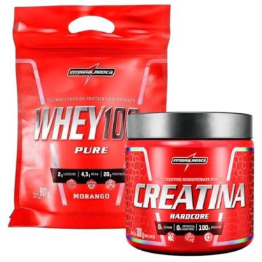 Imagem de Combo Pouch Whey 100% Pure Morango + Creatina Hardcore - Integralmédica
