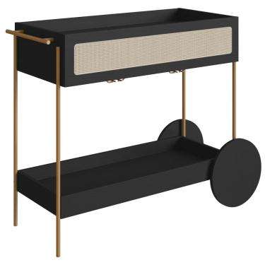Imagem de Carrinho Bar Porta Taças 110 CM Pes Metal Oslo 28964 Nero Artesano