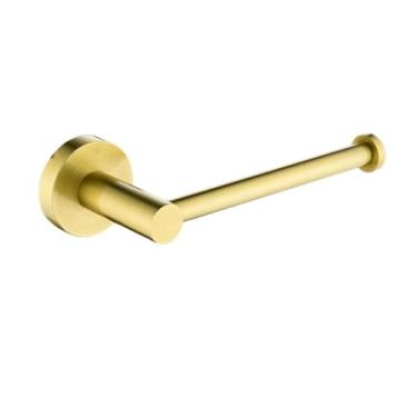 Imagem de Acessórios de banheiro dourado escovado, toalheiro, escova de vaso sanitário, suporte de papel, barra de toalha, saboneteira, prateleira de parede, saboneteira (suporte de papel)