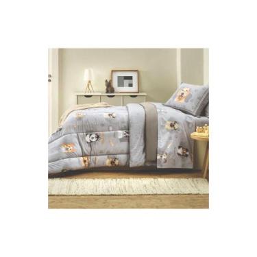 Imagem de Kit Cobre Leito Colcha Karsten Dog 200 Fios, SOLT, CINZA