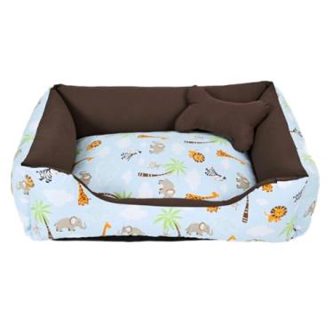 Imagem de Cama para Pet em Formato de Ninho - Conforto Seguro, Fundo Impermeável e Design Aconchegante para Cachorros e Gatos (Safari Turquesa/Marrom)