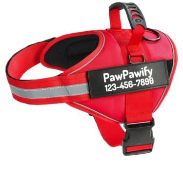 Imagem de Peitoral essencial personalizado para cães, colete personalizado para animais de estimação com nome e número de telefone, sem asfixia, refletivo, ajustável e acolchoado, fácil de caminhar e treinar