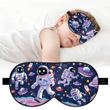 Imagem de Máscara de dormir de seda infantil: Máscara de olho 100% seda amoreira com alça ajustável, máscara de dormir para meninos e meninas, linda venda impressa para viagem/escola/cama, presente para idades