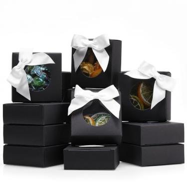 Imagem de Zonon Caixa de papel kraft de 30 peças com laço, caixas de sabonete caseiro, caixas de embalagem para biscoitos de padaria, embalagem de doces, casamento, festa de aniversário, 7,5 x 7,8 cm x 3 cm