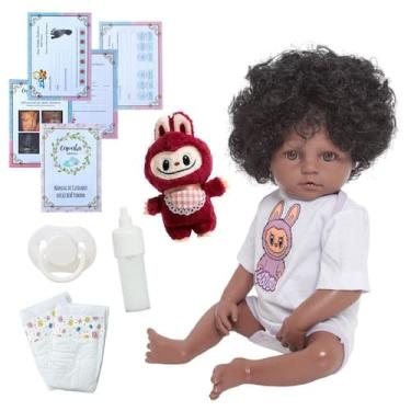 Imagem de Bebê Reborn Menina Negra Com Kit Acessórios Pode Molhar - Cegonha Rebo