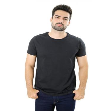 Imagem de Camiseta Masculina Algodão Básica Ixória Preta Lisa