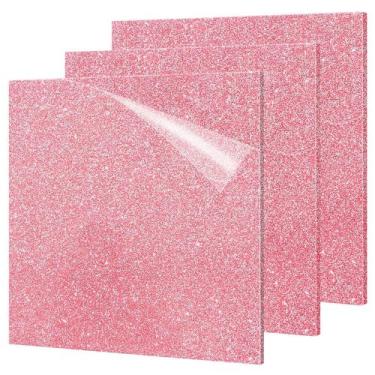 Imagem de Folhas de acrílico Adrattnay Pink Glitter 3 mm 20,2 x 20,2 cm 3 unidad