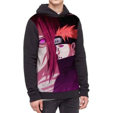 Imagem de Moletom Com Capuz Naruto Pain Full Print Ref:73 - smoke, Preto, GG
