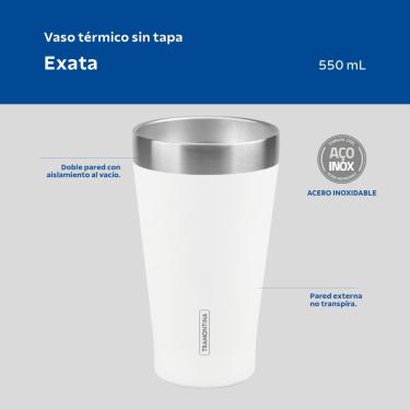 Imagem de Copo Térmico Tramontina Exata em Aço Inox Branco sem Tampa 550 ml