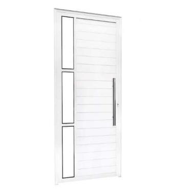 Imagem de Porta Lambril com Puxador e Vidro Lateral Alumínio Branco ou Preto Lin