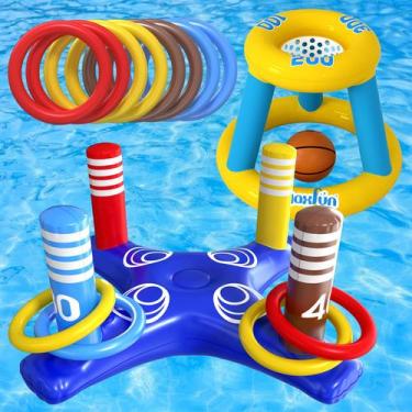 Imagem de Conjunto de flutuadores de piscina Max Fun, cesta de basquete flutuant