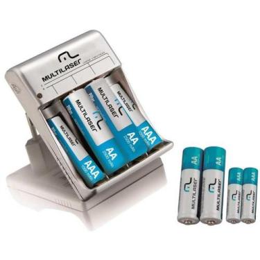Imagem de Carregador de Pilhas Bivolt P/4 Pilhas AA/AAA C/8 Pilhas - Multilaser
